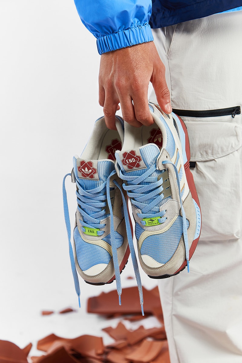 end clothing adidas originals consortium zx 9000 kiln pale blue sky grey terracotta vase clay pottery release information buy cop purchase 