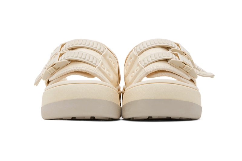 Eytys Capri Sandals Off White Black release Buffed canvas twill faux leather slip on Open round toe Treaded rubber sole