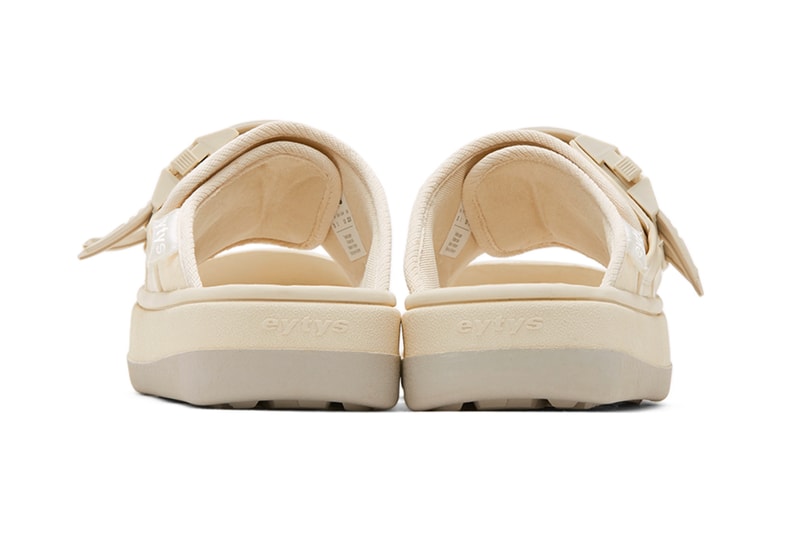Eytys Capri Sandals Off White Black release Buffed canvas twill faux leather slip on Open round toe Treaded rubber sole