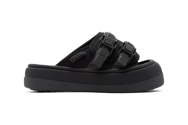 Eytys Capri Sandals Off White Black release Buffed canvas twill faux leather slip on Open round toe Treaded rubber sole