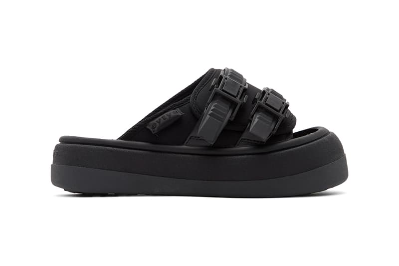 Eytys Capri Sandals Off White Black release Buffed canvas twill faux leather slip on Open round toe Treaded rubber sole