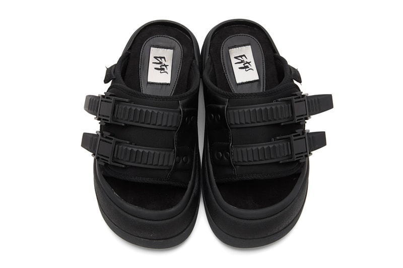 Eytys Capri Sandals Off White Black release Buffed canvas twill faux leather slip on Open round toe Treaded rubber sole