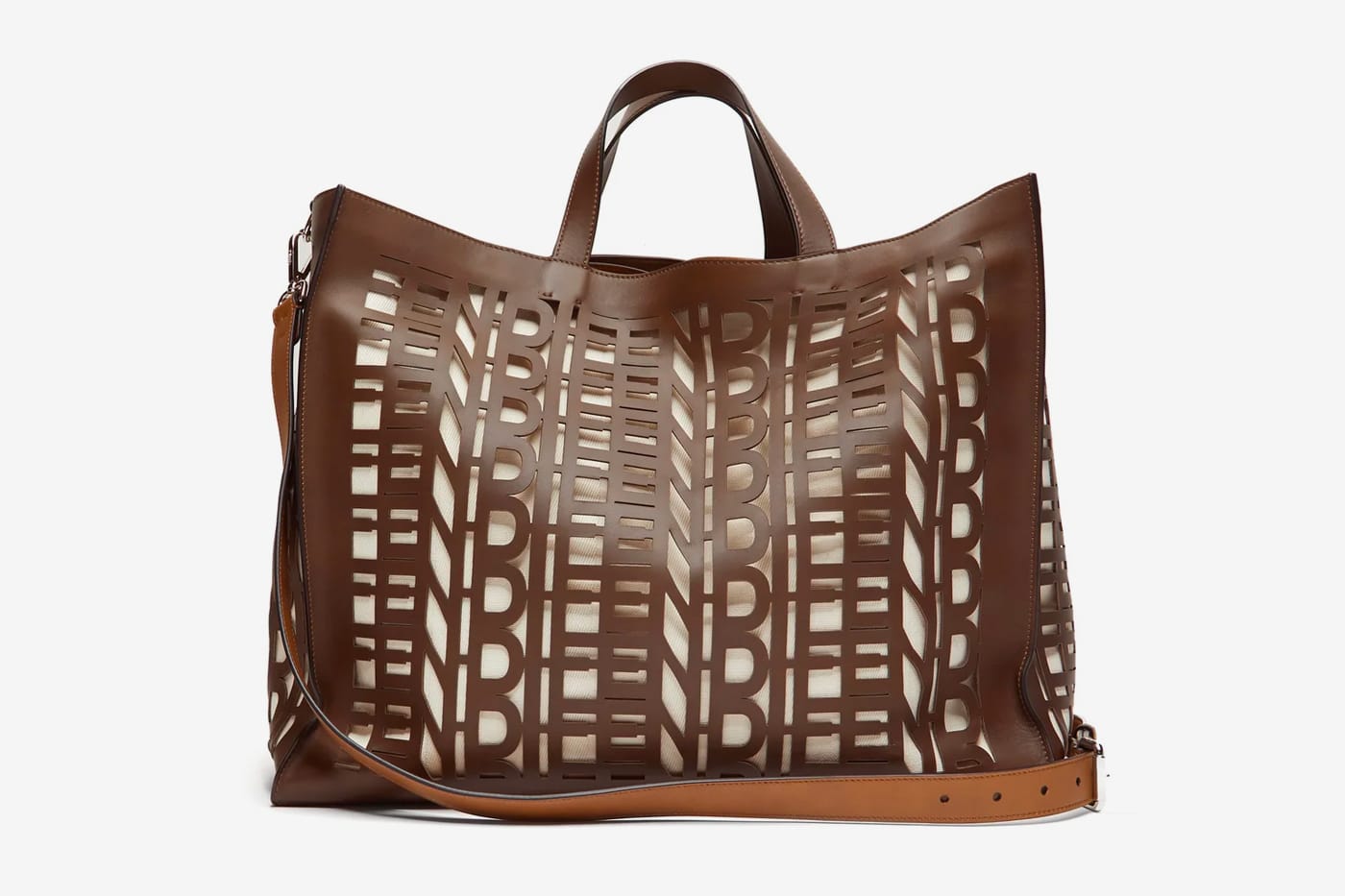 Fendi Cut-out Logo Leather Shopper Bag 