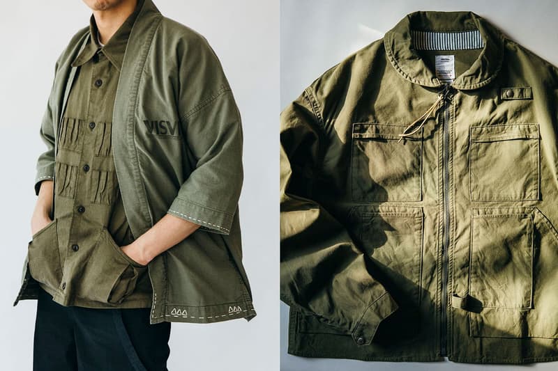 HAVEN visvim Spring Summer 2020 Editorial workwear menswear army green short kimono rounded collar