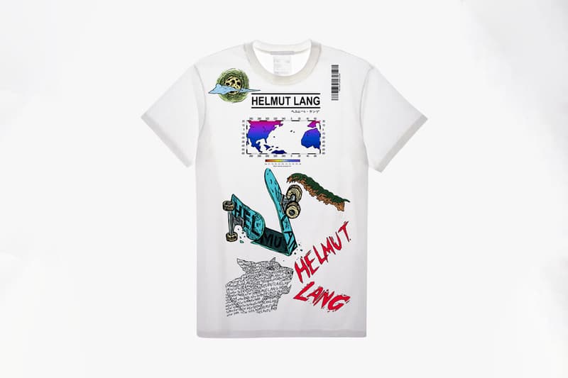 Helmut Lang Graphic T-Shirt Contest Finalists White Black Graphics Slug Pink Latex Gloves Globe Cowboy Telephone Smiley Face Car Horseshoe