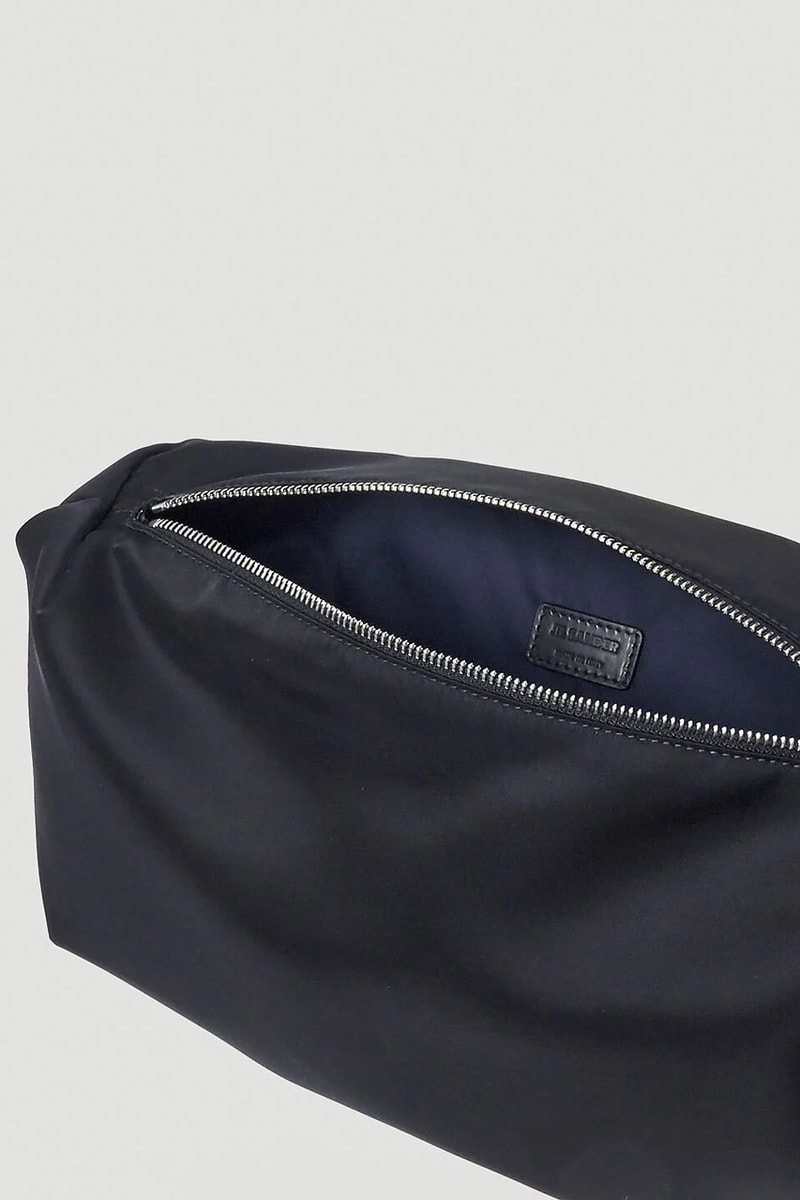 jil sander hike small belt bag in black with detachable knotted rope strap leather back slip pocket contemporary aesthetic technical fabrication soft sheen finish