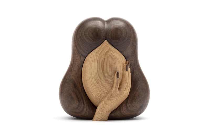 Julie Curtiss 'La Femme Secrète' for Case Studyo Art Puzzle Box Sculpture Homeware Design Artworks Woman Face Head Hair Wooden Walnut Ash Wood Tiny Treasure Chest