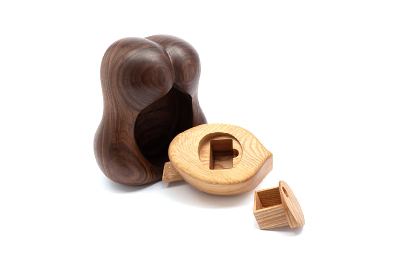Julie Curtiss 'La Femme Secrète' for Case Studyo Art Puzzle Box Sculpture Homeware Design Artworks Woman Face Head Hair Wooden Walnut Ash Wood Tiny Treasure Chest