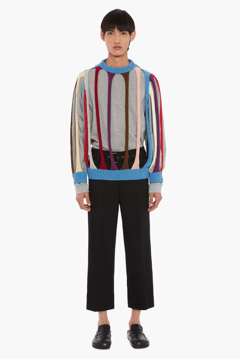 jw anderson tubular jumper cardigan deconstructed cutout cut outs spring summer 2020 collection runway show menswear made in italy virgin wool 