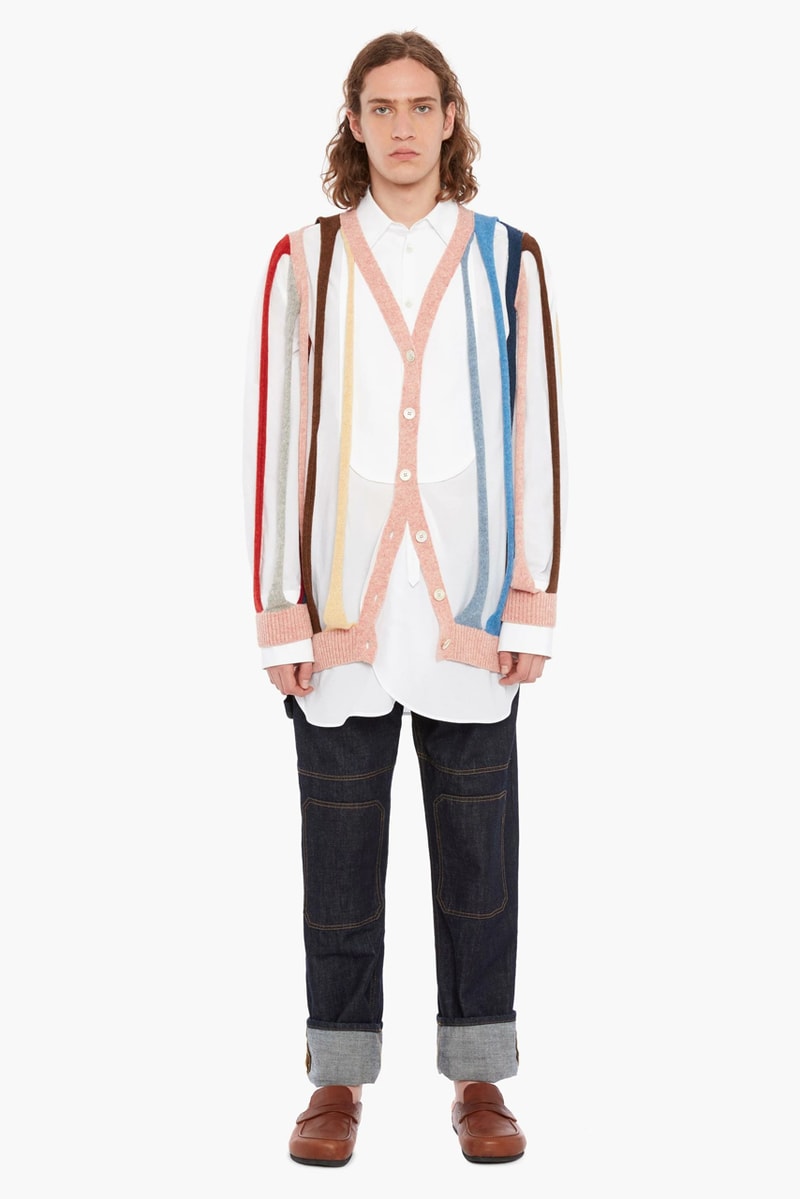 jw anderson tubular jumper cardigan deconstructed cutout cut outs spring summer 2020 collection runway show menswear made in italy virgin wool 