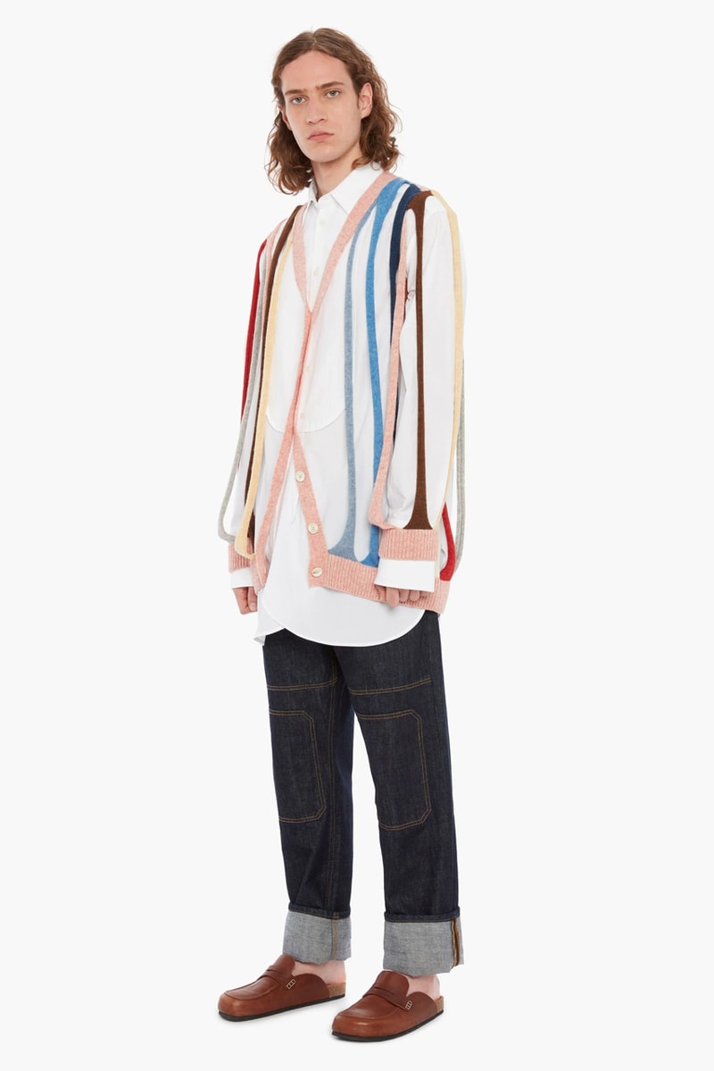 jw anderson tubular jumper cardigan deconstructed cutout cut outs spring summer 2020 collection runway show menswear made in italy virgin wool 