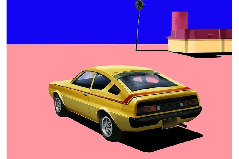 Kaoru Sato "Day Light Avenue" Exhibition OMOTESANDO ROCKET Illustrations Cars Motels Diner Drive-Ins Palm Trees Retro Nostalgia America 