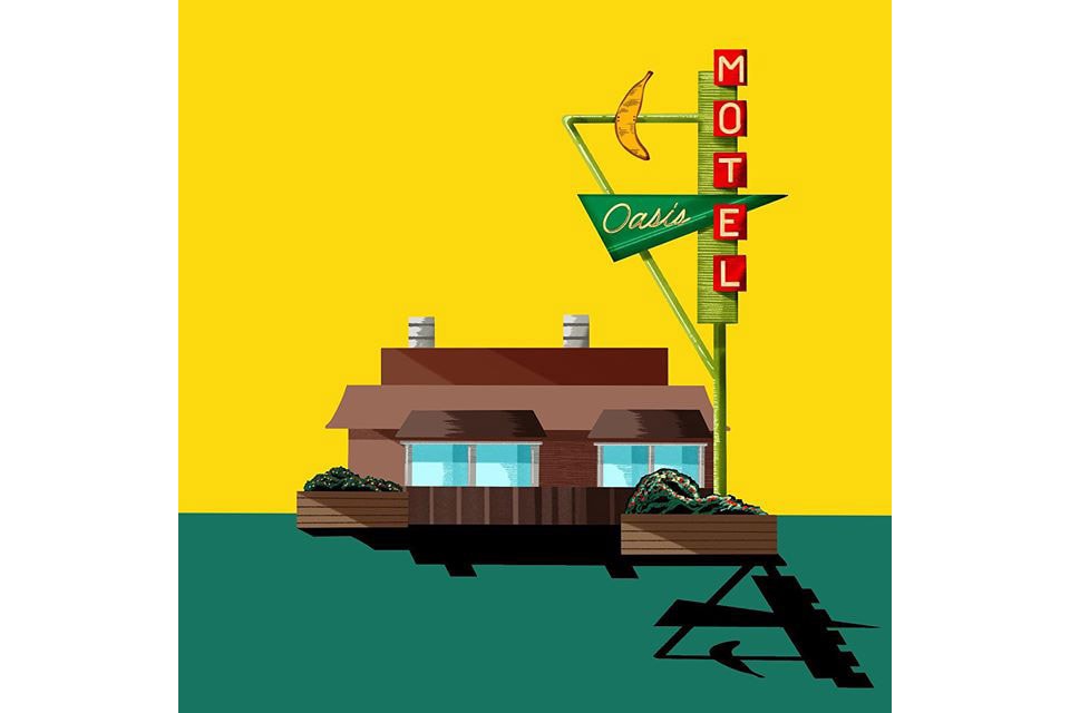 Kaoru Sato "Day Light Avenue" Exhibition OMOTESANDO ROCKET Illustrations Cars Motels Diner Drive-Ins Palm Trees Retro Nostalgia America 
