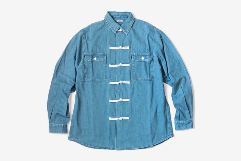 KAPITAL Blue Denim 8oz Kung Fu Shirt menswear streetwear spring summer 2020 collection coverall pink mao collar japanese button up chore jacket