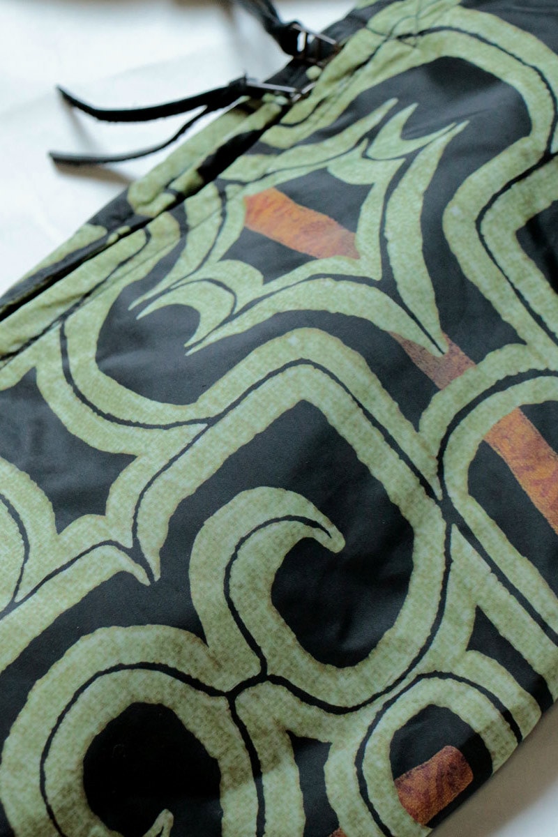 KAPITAL Transfer Nylon Snufkin Boro Bags Blue Green Indigo Patchwork Ainu Pattern Transcription Nylon 