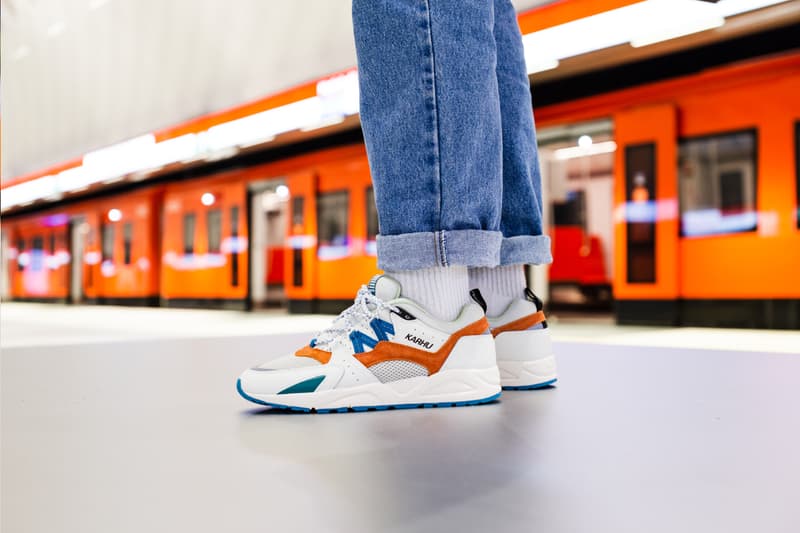 karhu fusion 2.0 sneakers helsinki finland metro pack drop info architecture white blue orange