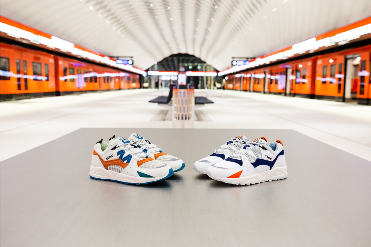 karhu fusion 2.0 sneakers helsinki finland metro pack drop info architecture white blue orange 