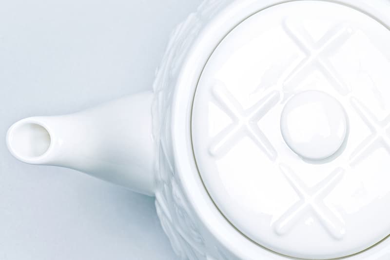 KAWS XX gloved hands Monogram Teapot AllRightsReserved collaboration ceramic white brew infusion