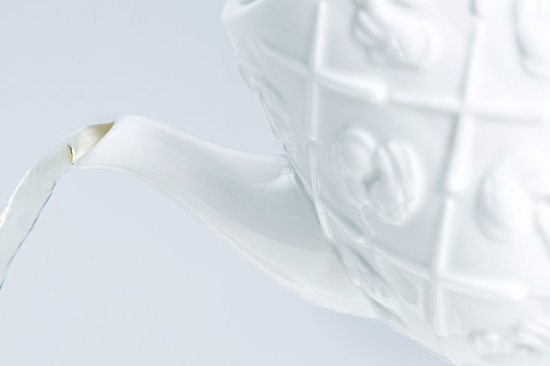 KAWS XX gloved hands Monogram Teapot AllRightsReserved collaboration ceramic white brew infusion