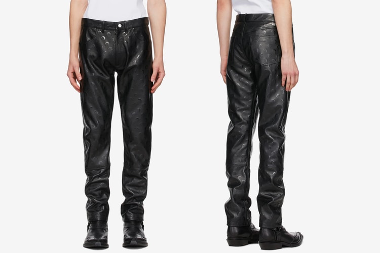 Marine Serre's Moon Pattern Dominates Its Black Regenerated Leather Pants
