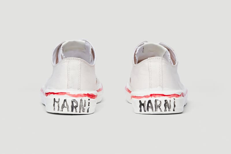 Marni Canvas Sneakers Low Top White lace ups menswear rubber toe cap drop