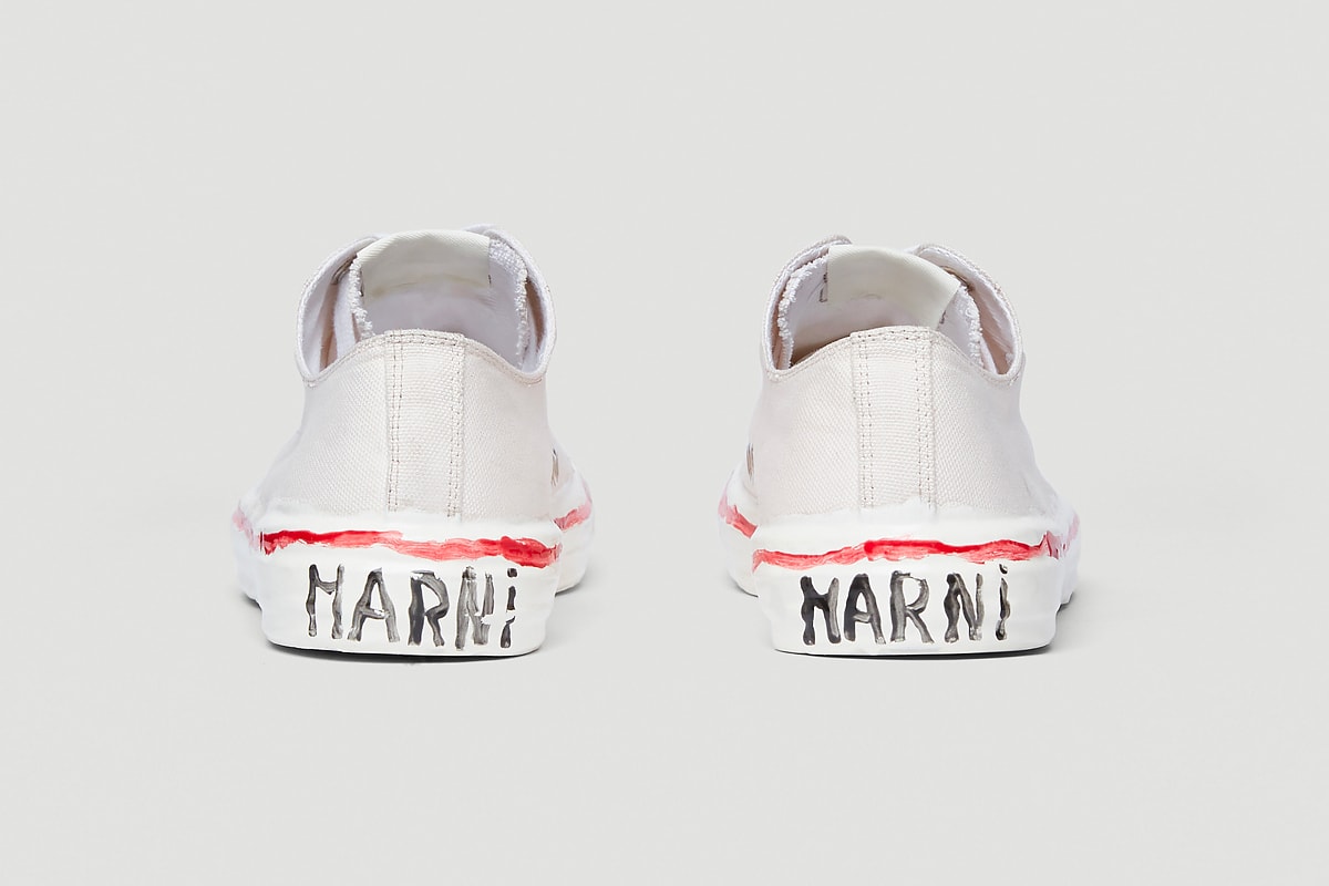 Marni Canvas Sneakers Low Top White lace ups menswear rubber toe cap drop