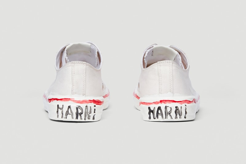 Marni Canvas Sneakers Low Top White lace ups menswear rubber toe cap drop