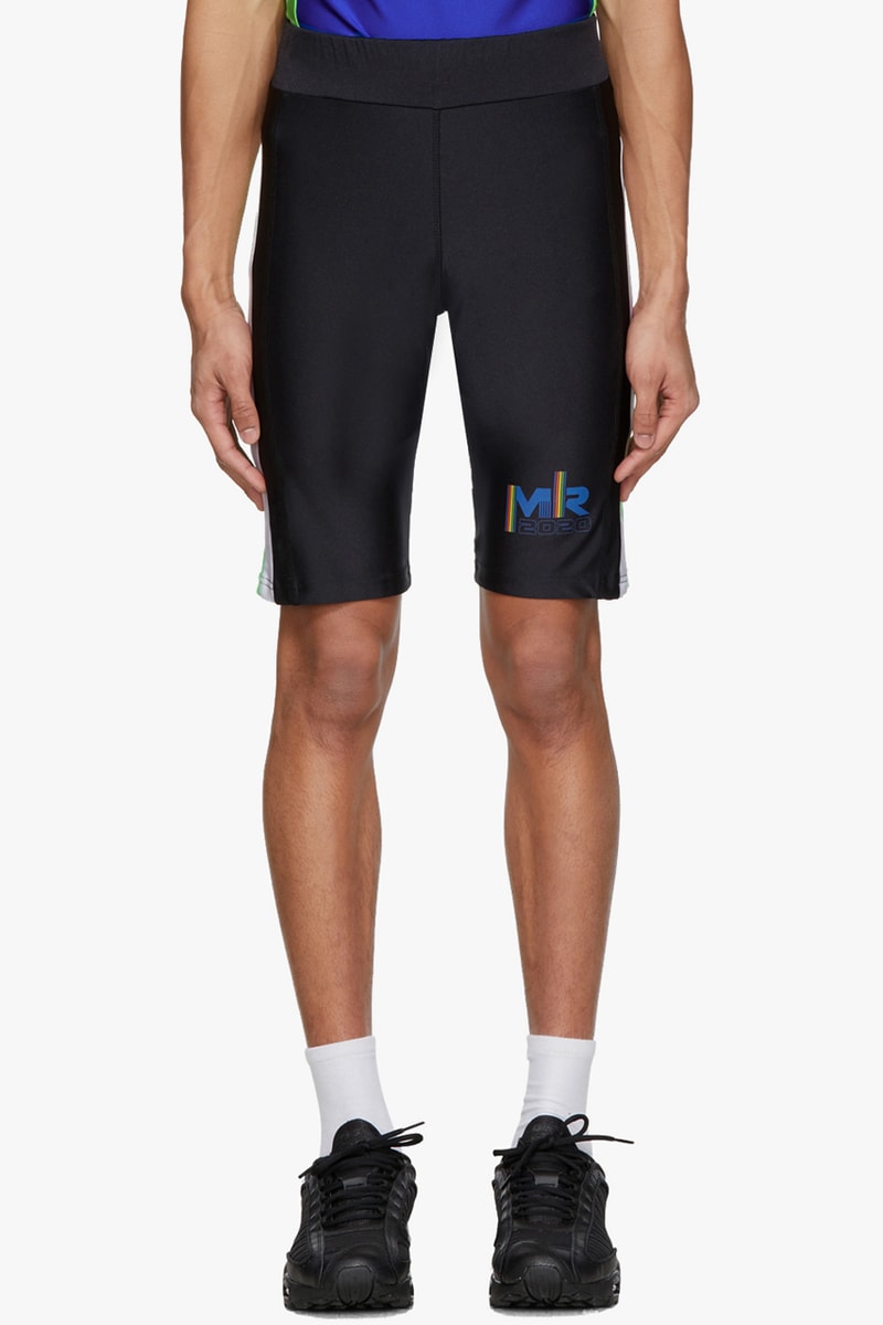 ssense exclusive martine rose capsule collection pink blue twist track jacket track pants black peace print t shirt cycling shorts shirt