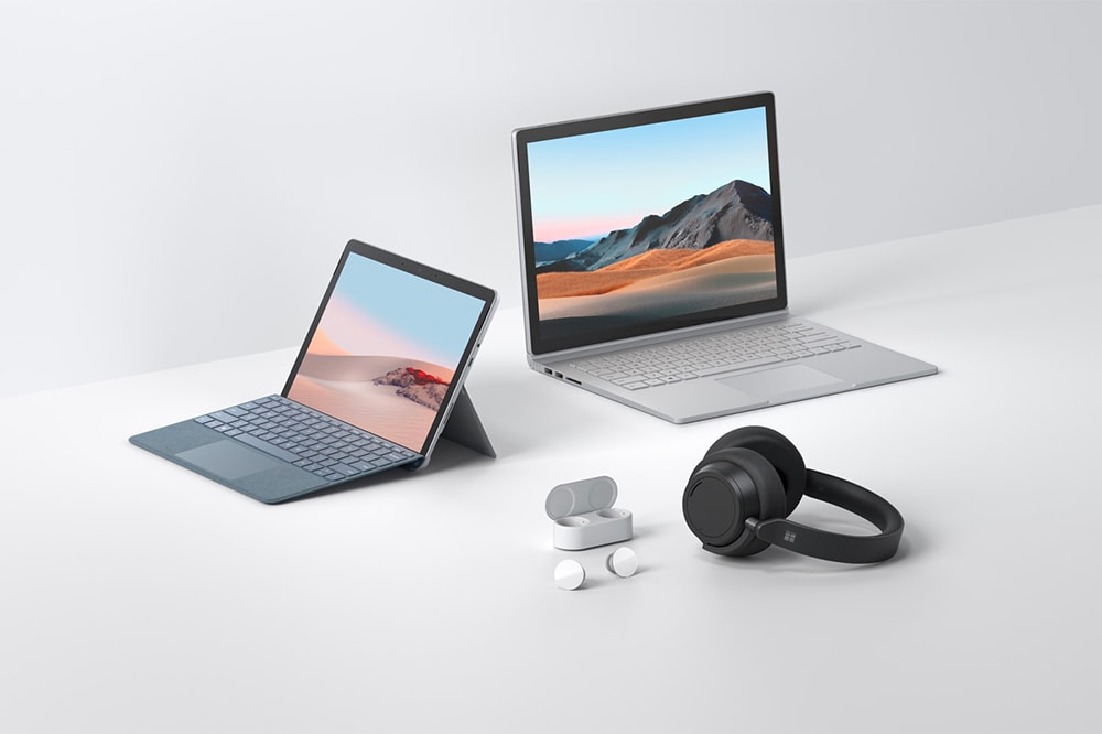 Microsoft Surface Updates Go 2 Book 3 Headphones Earbuds accessories dock keyboard mouse laptop computer