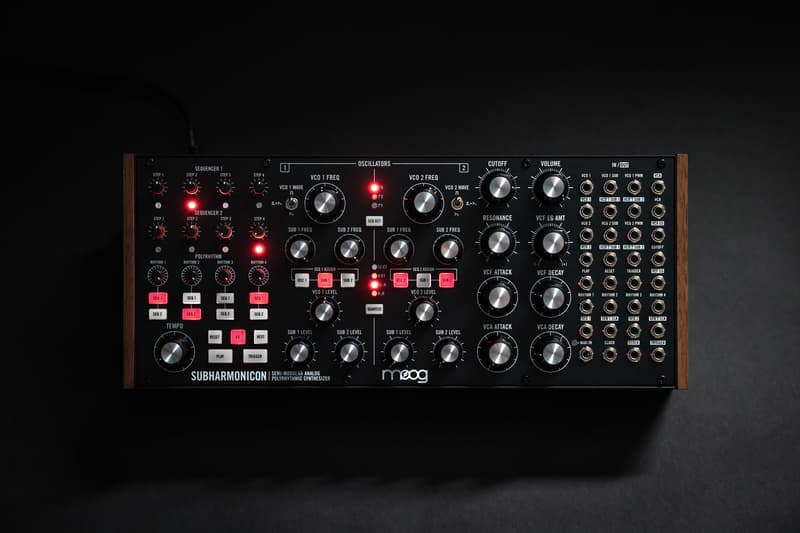 Moog Subharmonicon Analog Synthesizer Release controller subharmonically derived synthesis and polyrhythmic patterns 4-step sequencers production gear