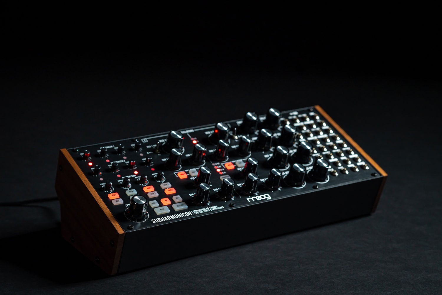 Moog Subharmonicon Analog Synthesizer Release controller subharmonically derived synthesis and polyrhythmic patterns 4-step sequencers production gear