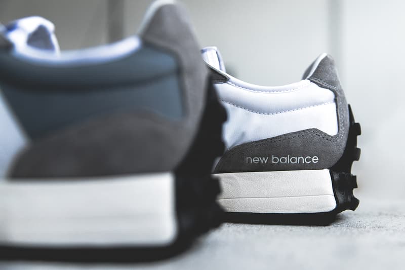 new balance 327 grey white blue orange split 1970s closer look buy cop purchase release information details