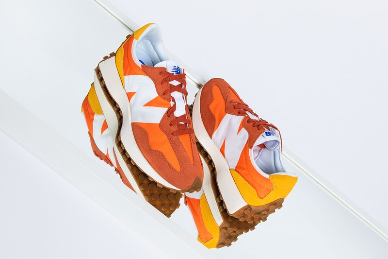 New Balance 327 Non-Split Blue Yellow Orange White Red Light Grey Navy Blue Gum Sole Unit Retro Runner Archive Sneaker Release Information Footwear NB Silhouette Closer Look HBX