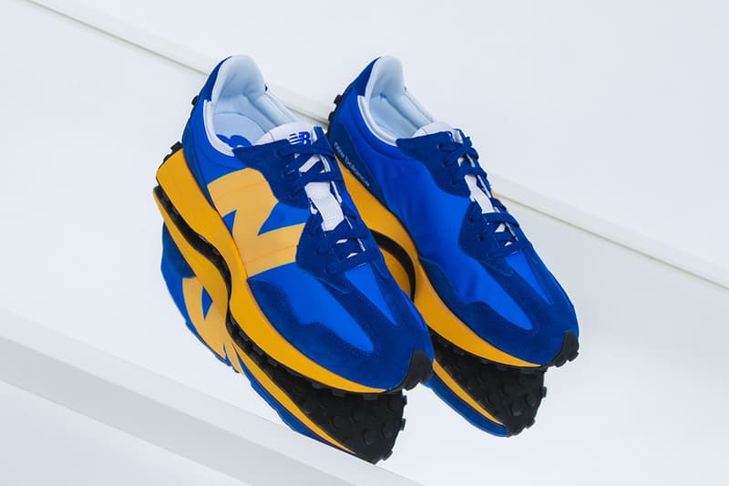 New Balance 327 Non-Split Blue Yellow Orange White Red Light Grey Navy Blue Gum Sole Unit Retro Runner Archive Sneaker Release Information Footwear NB Silhouette Closer Look HBX