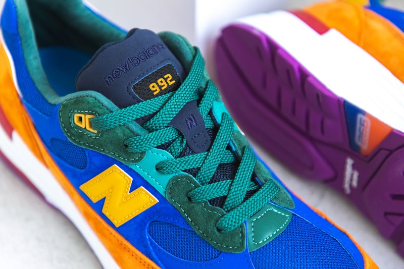 new balance 992 made in usa multi color orange blue green teal yellow red white fuchsia release date info photos price M992MC hbx store list