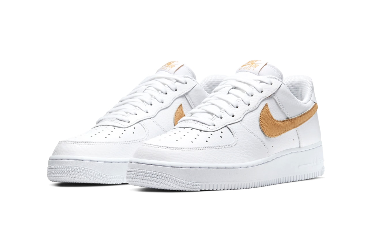 nike air force 1 white midnight turquoise club gold pony hair snakeskin cow print croc swooshes CW7567 100 101 release date info photos price