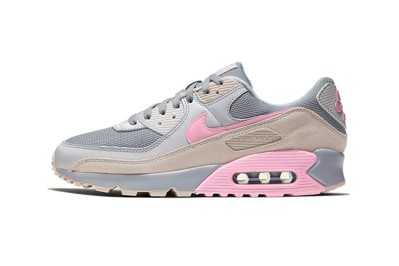 Nike Air Max 90 Vast Grey First Look Sneaker Release Information AM90 Grey Beige Pink Colorway OG Swoosh Air Bubble Anniversary Drop Date CW7483-001
