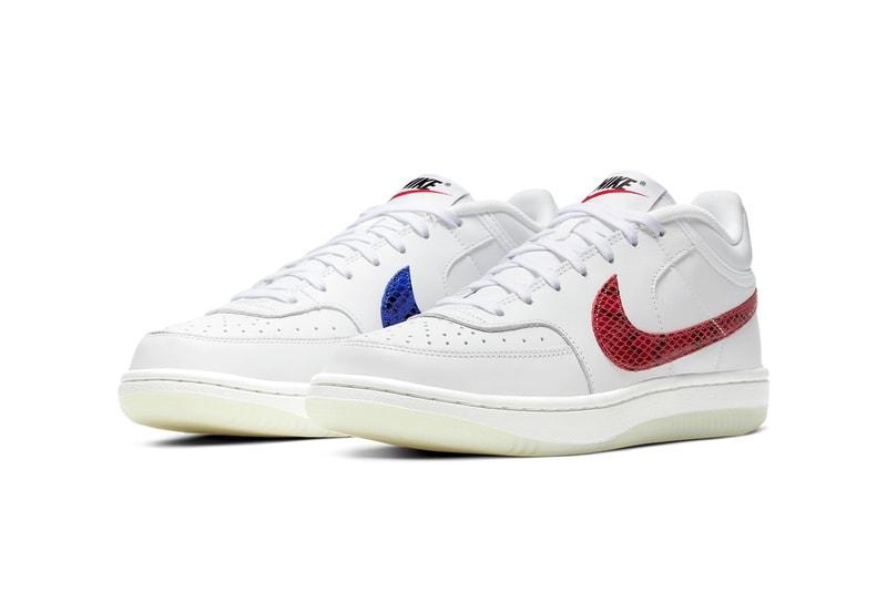 nike sportswear blazer mid 77 vintage sky force 3 4 white red blue snakeskin swoosh CW7073 CW7074 100 official release date info photos price store list