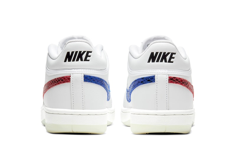 nike sportswear blazer mid 77 vintage sky force 3 4 white red blue snakeskin swoosh CW7073 CW7074 100 official release date info photos price store list
