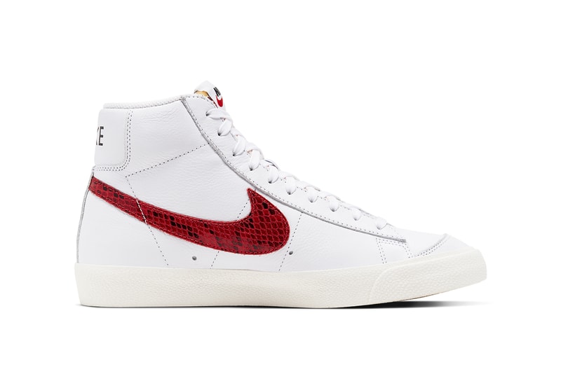 nike sportswear blazer mid 77 vintage sky force 3 4 white red blue snakeskin swoosh CW7073 CW7074 100 official release date info photos price store list