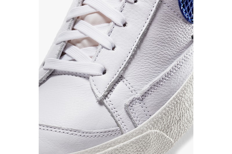nike sportswear blazer mid 77 vintage sky force 3 4 white red blue snakeskin swoosh CW7073 CW7074 100 official release date info photos price store list