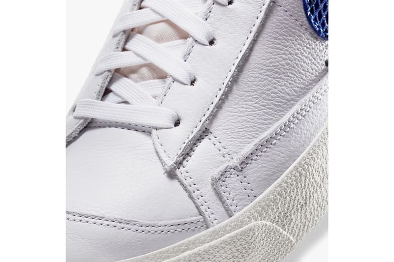 nike sportswear blazer mid 77 vintage sky force 3 4 white red blue snakeskin swoosh CW7073 CW7074 100 official release date info photos price store list