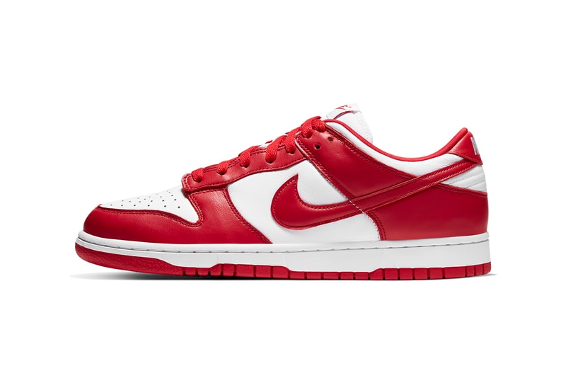 nike dunk low sportswear be true to your school university red white CU1727 100 official release date info photos price store list saint johns brazil champ colors team tones