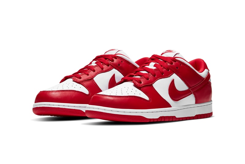 nike dunk low sportswear be true to your school university red white CU1727 100 official release date info photos price store list saint johns brazil champ colors team tones