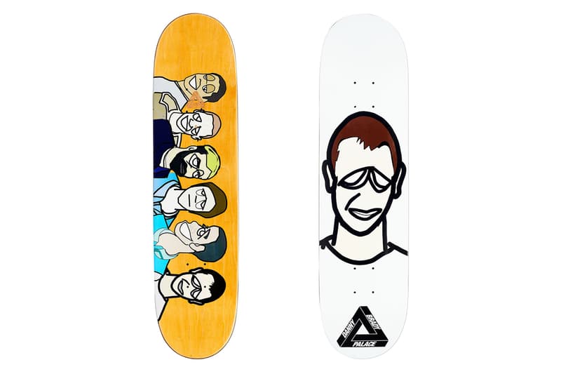 Palace Summer 2020 Skate Decks skateboarding team caricatures Jamal Smith Benny Fairfax Danny Brady Chewy Cannon Lucas Puig Lucien Clarke Rory Milanes tri ferg shock absorber designs