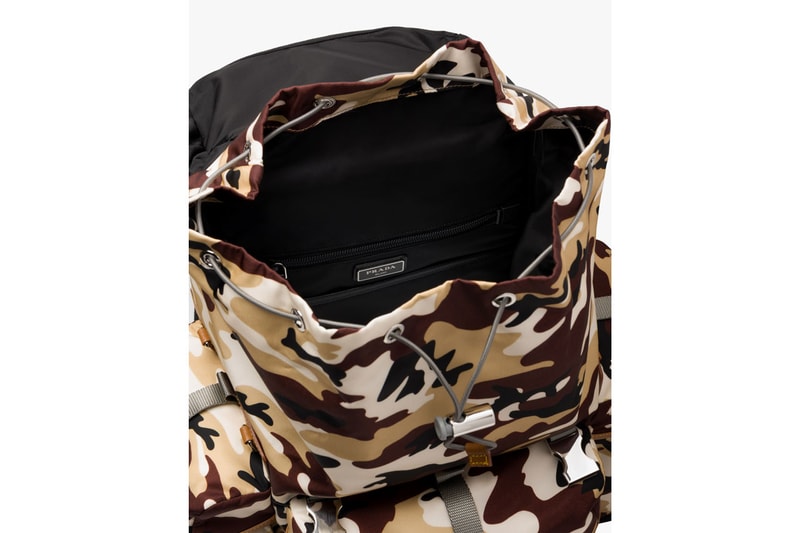 Prada Nylon Camouflage Print Backpack Release Saffiano Leather Black Brown Beige White Buckles Accessory 