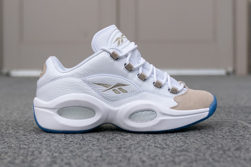 reebok question low oatmeal white blue light sand allen iverson EF7609 release date info photos price