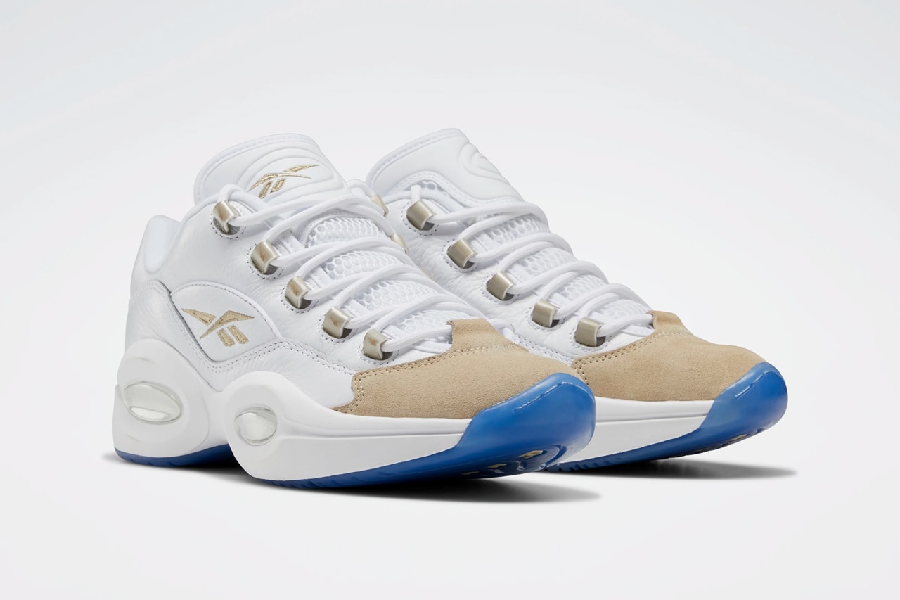 reebok question low oatmeal white blue light sand allen iverson EF7609 release date info photos price