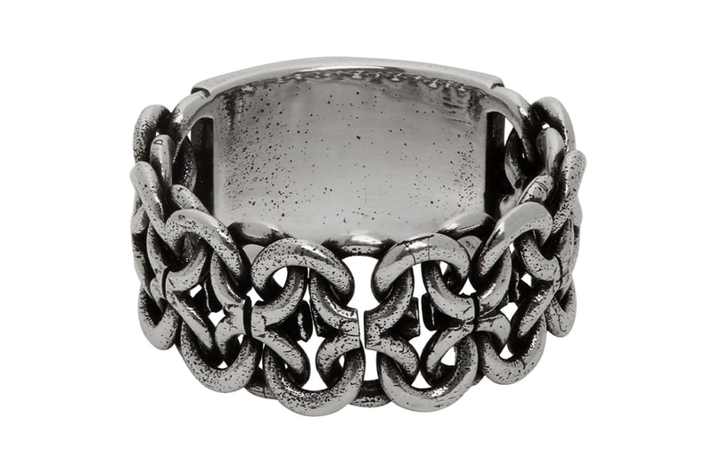 Saint Laurent Silver Bronze Plaguette Ring Release 201418M147295 201418M147293 ssense accesory
