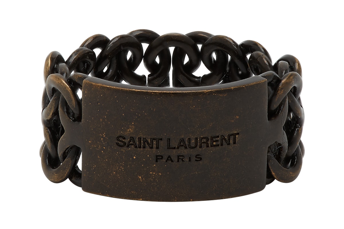 Saint Laurent Silver Bronze Plaguette Ring Release 201418M147295 201418M147293 ssense accesory